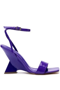 Alternative view of AZALEA WANG COIN PATENT CHUNKY SANDAL IN PURPLE