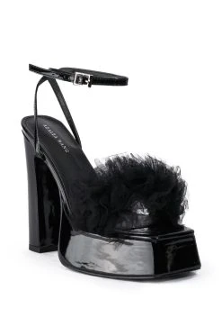AZALEA WANG COLADA BLACK TULLE SANDAL -AKIRA salestore azalea wang colada black tulle sandal black 3 3