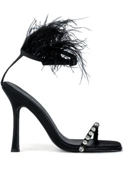 Alternative view of AZALEA WANG CONFETTI FEATHER STILETTO SANDAL IN BLACK
