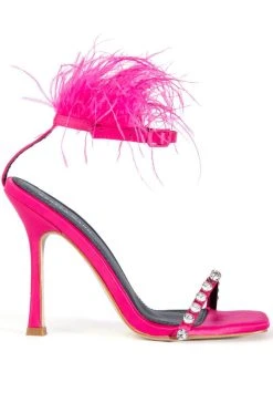 Alternative view of AZALEA WANG CONFETTI FEATHER STILETTO SANDAL IN PINK