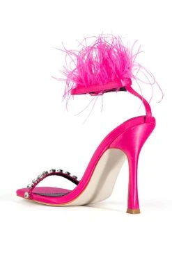 AZALEA WANG CONFETTI FEATHER STILETTO SANDAL IN PINK -AKIRA salestore azalea wang confetti feather stiletto sandal in pink pink 4 4