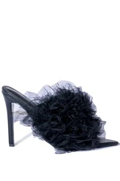 Alternative view of AZALEA WANG COOL TULLE STILETTO SANDAL IN BLACK