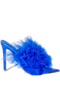 Alternative view of AZALEA WANG COOL TULLE STILETTO SANDAL IN BLUE