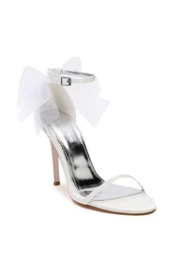 AZALEA WANG CORALIE STILETTO SATIN MULE SANDAL IN WHITE -AKIRA salestore azalea wang coralie stiletto satin mule sandal in white white 4 4 c1