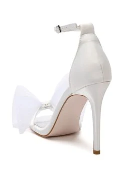 AZALEA WANG CORALIE STILETTO SATIN MULE SANDAL IN WHITE -AKIRA salestore azalea wang coralie stiletto satin mule sandal in white white 6 6 c1