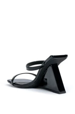 AZALEA WANG CORNELL PATENT WEDGE SANDAL IN BLACK -AKIRA salestore azalea wang cornell patent wedge sandal in black black 4 4