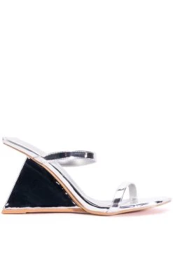 Alternative view of AZALEA WANG CORNELL PATENT WEDGE SANDAL IN SILVER