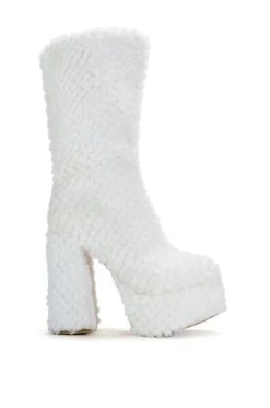Alternative view of AZALEA WANG COZY CUTIE FAUX FUR CHUNKY PLATFORM BOOT IN WHITE
