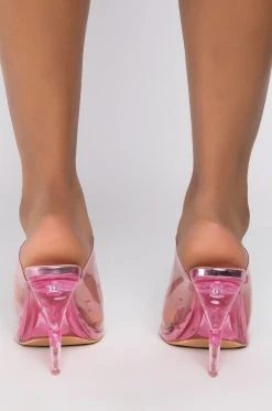 AZALEA WANG CROSS MY HEART STILETTO SANDAL IN PINK -AKIRA salestore azalea wang cross my heart stiletto sandal in pink pink 4 4