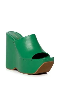 Alternative view of AZALEA WANG DAIANE SLIP ON WEDGE SANDAL IN GREEN