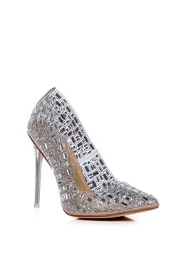 Alternative view of AZALEA WANG DIAMONDS DANCING PVC STILETTO PUMP IN SILVER