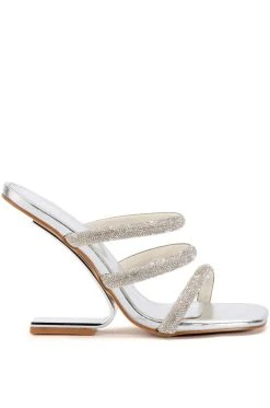 Alternative view of AZALEA WANG DIONNE EMBELLISHED CHUNKY SANDAL IN SILVER