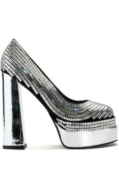 Alternative view of AZALEA WANG DISCO NIGHTS CHUNKY PLATFORM PUMPS IN SILVER