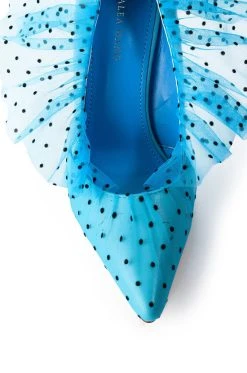 AZALEA WANG DISCREET TULLE POLKA DOT PUMP IN BLUE -AKIRA salestore azalea wang discreet tulle polka dot pump in blue blue 5 5