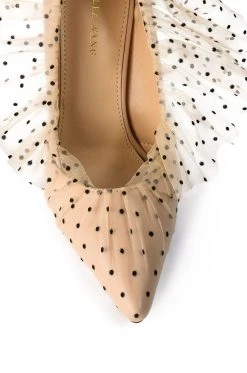 AZALEA WANG DISCREET TULLE POLKA DOT PUMP IN NUDE -AKIRA salestore azalea wang discreet tulle polka dot pump in nude nude 5 5