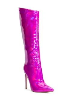 AZALEA WANG DON'T WANNA FALL IN LOVE HOLOGRAPHIC STILETTO BOOT IN PINK -AKIRA salestore azalea wang dont wanna fall in love holographic stiletto boot in pink pink 3 3