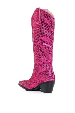 AZALEA WANG DRIVEN RHINESTONE WESTERN BOOT IN FUCHSIA -AKIRA salestore azalea wang driven rhinestone western boot in fuchsia fuchsia 4 4 c1