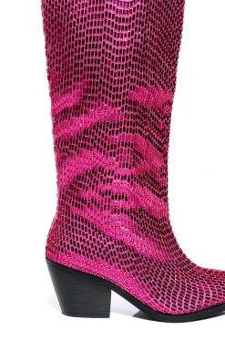 AZALEA WANG DRIVEN RHINESTONE WESTERN BOOT IN FUCHSIA -AKIRA salestore azalea wang driven rhinestone western boot in fuchsia fuchsia 5 5 c1