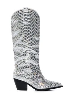 Alternative view of AZALEA WANG DRIVEN RHINESTONE WESTERN BOOT IN SILVER
