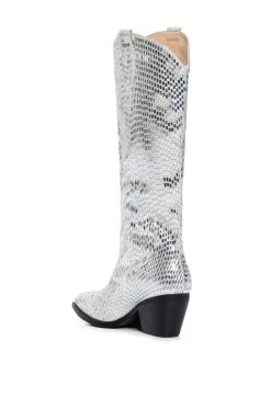 AZALEA WANG DRIVEN RHINESTONE WESTERN BOOT IN SILVER -AKIRA salestore azalea wang driven rhinestone western boot in silver silver 4 4