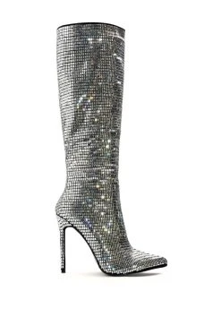 Alternative view of AZALEA WANG ELOISE RHINESTONE STILETTO BOOT IN SILVER