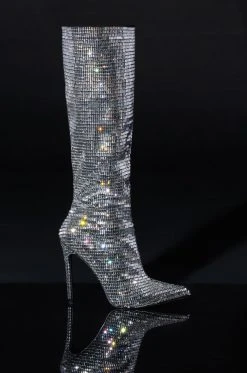 AZALEA WANG ELOISE RHINESTONE STILETTO BOOT IN SILVER -AKIRA salestore azalea wang eloise rhinestone stiletto boot in silver silver 2 2 c1