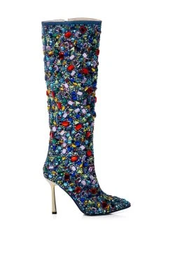 Alternative view of AZALEA WANG EMBER RHINESTONE DENIM STILETTO BOOT IN MULTI