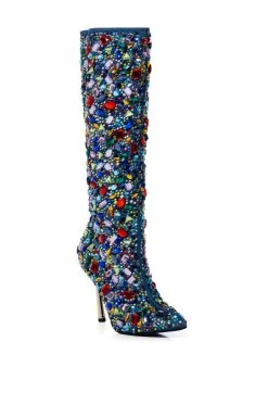 AZALEA WANG EMBER RHINESTONE DENIM STILETTO BOOT IN MULTI 8 AZALEA WANG EMBER RHINESTONE DENIM STILETTO BOOT IN MULTI -AKIRA salestore azalea wang ember rhinestone denim stiletto boot in multi multi 3 3
