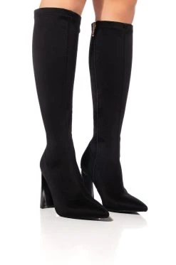 AZALEA WANG ESTATE NEOPRENE KNEE HIGH BOOT IN BLACK