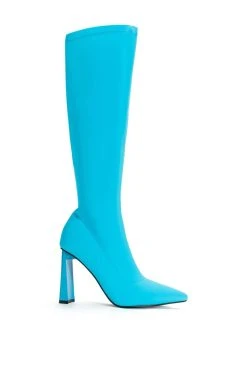 Alternative view of AZALEA WANG ESTATE NEOPRENE KNEE HIGH BOOT IN BLUE