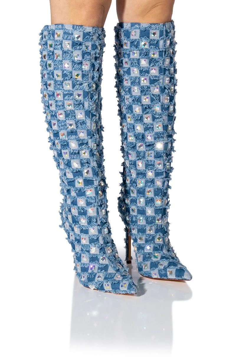 AZALEA WANG EVE DISTRESSED DENIM BOOT 1 AZALEA WANG EVE DISTRESSED DENIM BOOT