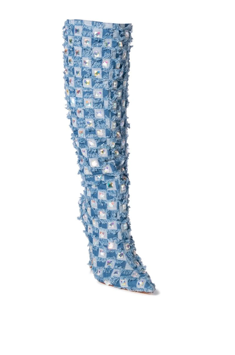 AZALEA WANG EVE DISTRESSED DENIM BOOT 3 AZALEA WANG EVE DISTRESSED DENIM BOOT - Image 3