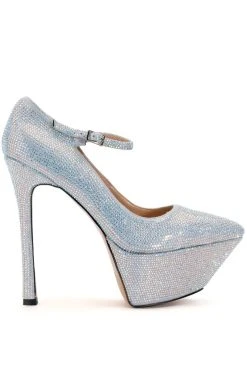 Alternative view of AZALEA WANG FELIZ RHINESTONE EMBELLISHED PLATFORM STILETTO PUMP IN SILVER