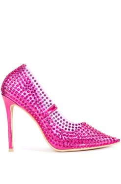 Alternative view of AZALEA WANG FIND ME ON THE DANCEFLOOR RHINESTONE PVC PUMP IN FUCHSIA