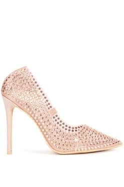Alternative view of AZALEA WANG FIND ME ON THE DANCEFLOOR RHINESTONE PVC PUMP IN NUDE