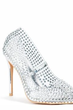 AZALEA WANG FIND ME ON THE DANCEFLOOR RHINESTONE PVC PUMP IN SILVER 9 AZALEA WANG FIND ME ON THE DANCEFLOOR RHINESTONE PVC PUMP IN SILVER -AKIRA salestore azalea wang find me on the dancefloor rhinestone pvc pump in silver silver 5 5