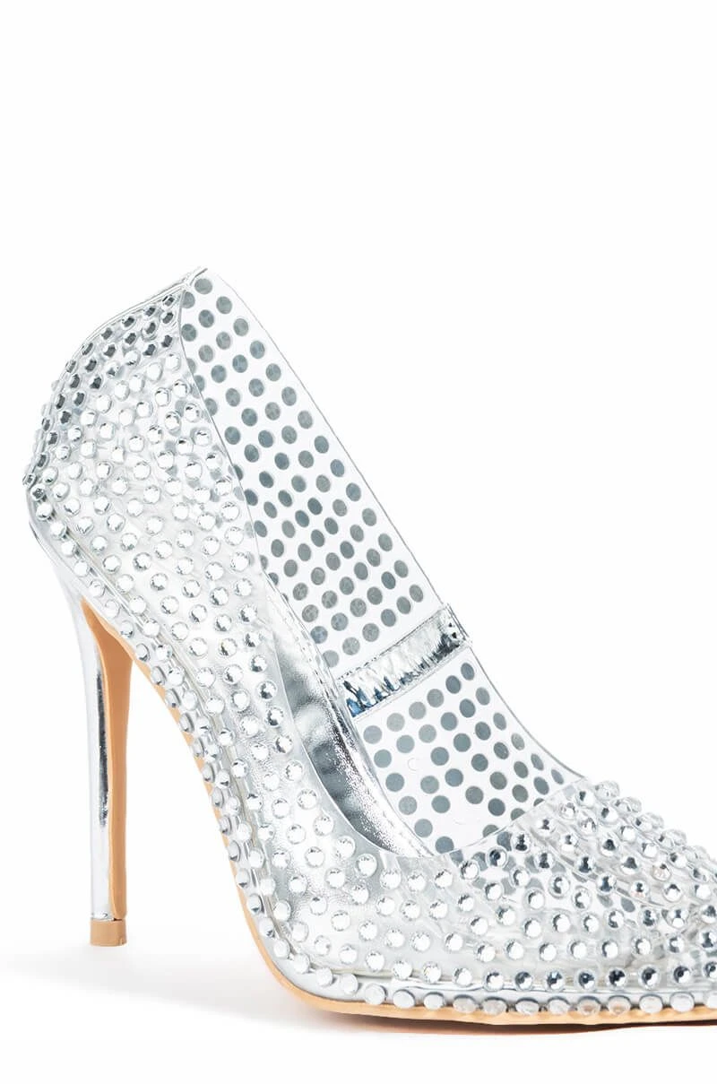 AZALEA WANG FIND ME ON THE DANCEFLOOR RHINESTONE PVC PUMP IN SILVER 5 AZALEA WANG FIND ME ON THE DANCEFLOOR RHINESTONE PVC PUMP IN SILVER - Image 5