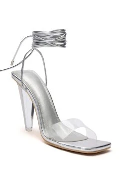 AZALEA WANG FREMONT PVC SANDAL IN SILVER -AKIRA salestore azalea wang fremont pvc sandal in silver silver 4 4 c1