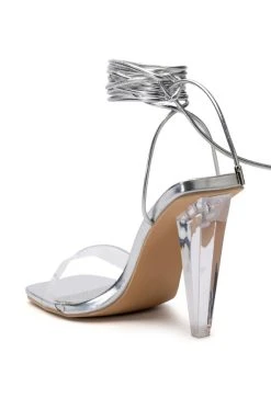 AZALEA WANG FREMONT PVC SANDAL IN SILVER -AKIRA salestore azalea wang fremont pvc sandal in silver silver 5 5 c1