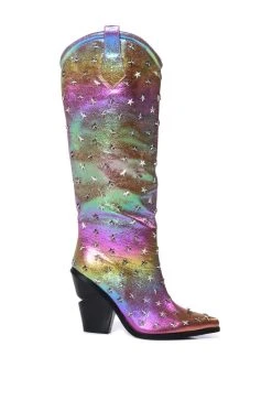 Alternative view of AZALEA WANG FREYA STAR STUDDED IRIDESCENT WESTERN BOOT IN PURPLE