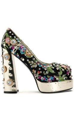 Alternative view of AZALEA WANG GEMMA SATIN EMBELLISHED PUMP IN BLACK