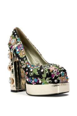 AZALEA WANG GEMMA SATIN EMBELLISHED PUMP IN BLACK -AKIRA salestore azalea wang gemma satin embellished pump in black black 3 3