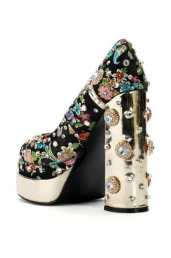 AZALEA WANG GEMMA SATIN EMBELLISHED PUMP IN BLACK -AKIRA salestore azalea wang gemma satin embellished pump in black black 4 4