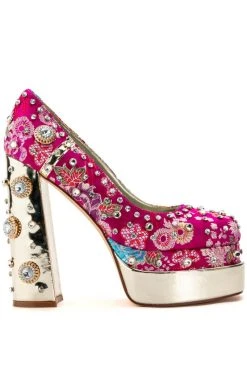 Alternative view of AZALEA WANG GEMMA SATIN EMBELLISHED PUMP IN PINK