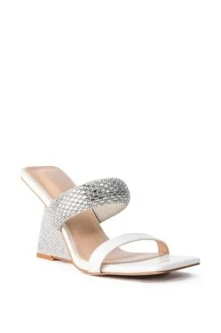 Alternative view of AZALEA WANG GRAHAM PATENT WEDGE EMBELLISHED SANDAL IN WHITE