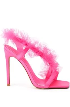 Alternative view of AZALEA WANG GRAPEFRUIT TULLE STILETTO SANDAL IN PINK