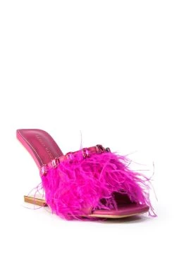 Alternative view of AZALEA WANG HARTFORD SANDAL WITH FEATHERS IN FUCHSIA