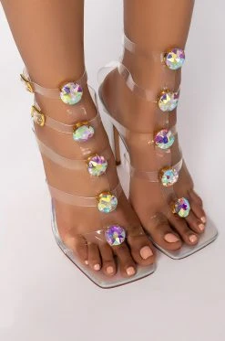 AZALEA WANG HEART BREAKER STILETTO SANDAL IN HOLOGRAM -AKIRA salestore azalea wang heart breaker stiletto sandal in hologram hologram 5 5