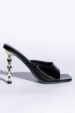 AZALEA WANG HEARTS RACING STILETTO SANDAL IN BLACK