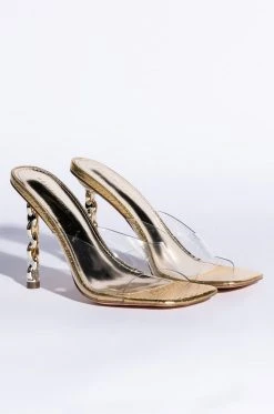 Alternative view of AZALEA WANG HEARTS RACING STILETTO SANDAL IN GOLD